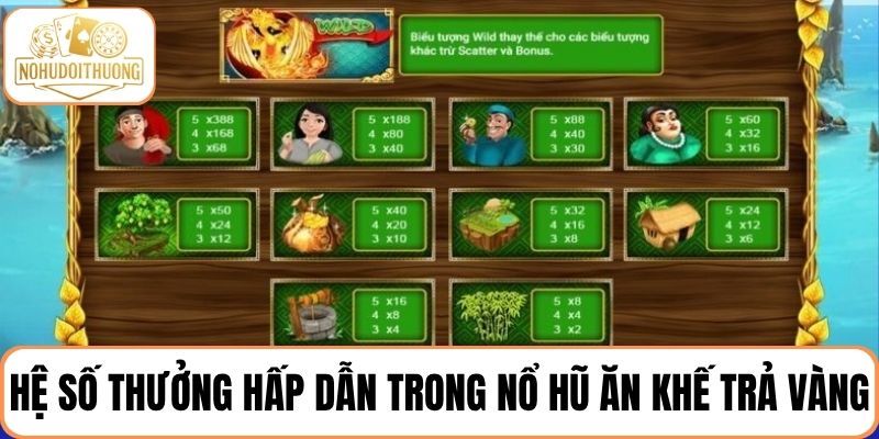 Chi tiết các hệ số thưởng hấp dẫn trong game nổ hũ Ăn khế trả vàng