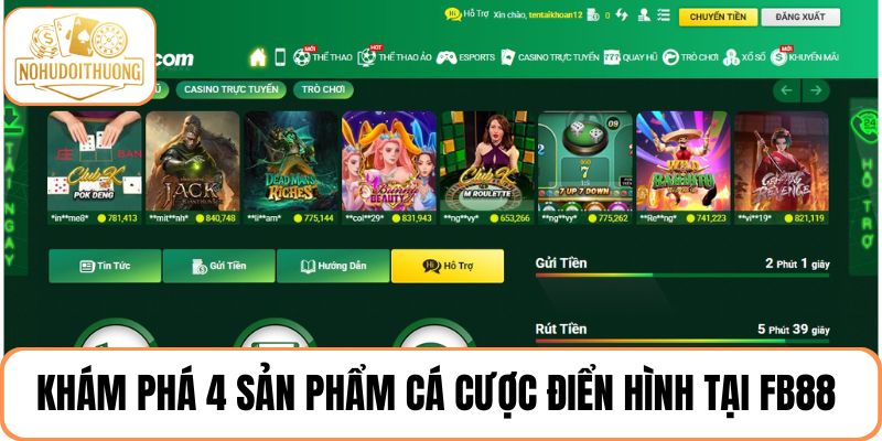 Top 4 sản phẩm cá cược điển hình nhất tại FB88