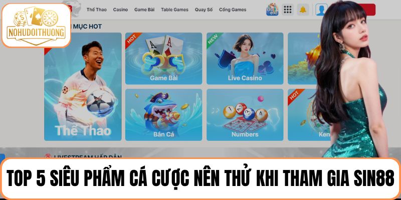 Top 5 siêu phẩm cá cược người chơi nên thử khi tham gia SIN88